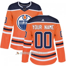 Dame Ishockey Edmonton Oilers Tröja med eget tryck Adidas 2017-2018 Orange Authentic